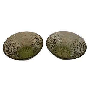 Anchor Hocking Soreno Avocado Green Glassware Vintage Set of Two 1960’s Bowls 4”